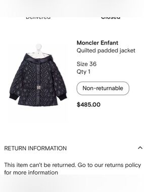 Moncler quilted paded navy jacket